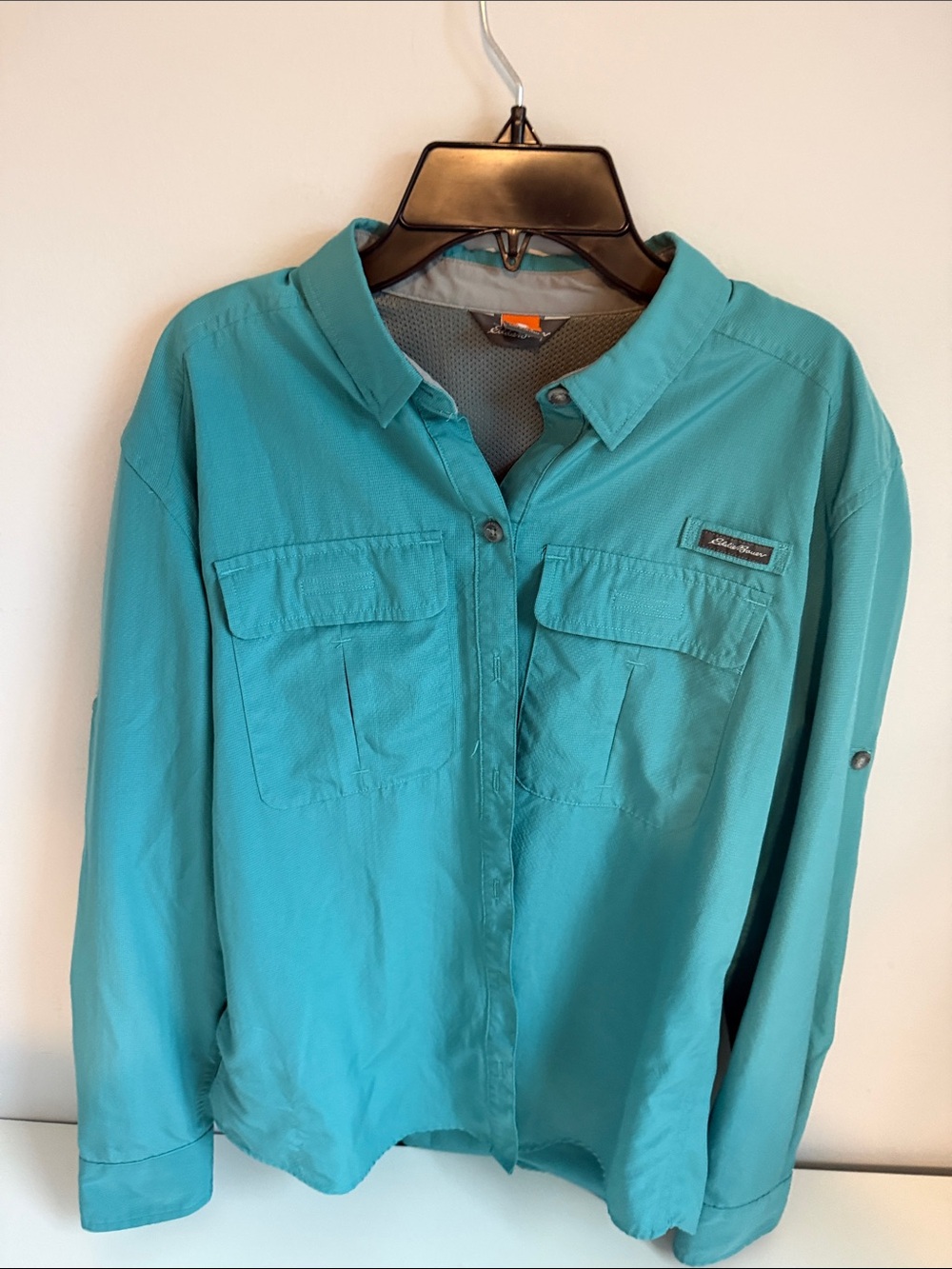 Eddie Bauer Teal Long-Sleeve Button-Down Shirt